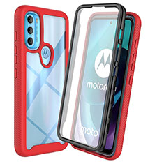 Coque Rebord Contour Silicone et Vitre Transparente Housse Etui 360 Degres ZJ3 pour Motorola Moto G71 5G Rouge