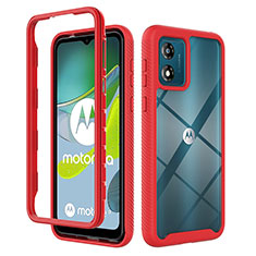 Coque Rebord Contour Silicone et Vitre Transparente Housse Etui 360 Degres ZJ4 pour Motorola Moto E13 Rouge