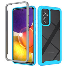 Coque Rebord Contour Silicone et Vitre Transparente Housse Etui 360 Degres ZJ4 pour Samsung Galaxy A05s Bleu Ciel