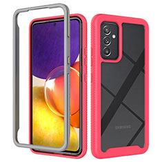 Coque Rebord Contour Silicone et Vitre Transparente Housse Etui 360 Degres ZJ4 pour Samsung Galaxy A05s Rose Rouge