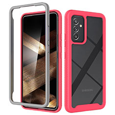 Coque Rebord Contour Silicone et Vitre Transparente Housse Etui 360 Degres ZJ4 pour Samsung Galaxy A15 5G Rose Rouge