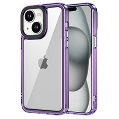 Coque Rebord Contour Silicone et Vitre Transparente Housse Etui AC1 pour Apple iPhone 14 Violet Clair