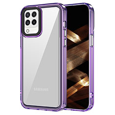 Coque Rebord Contour Silicone et Vitre Transparente Housse Etui AC1 pour Samsung Galaxy M32 4G Violet Clair
