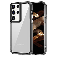 Coque Rebord Contour Silicone et Vitre Transparente Housse Etui AC1 pour Samsung Galaxy S23 Ultra 5G Noir