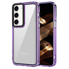 Coque Rebord Contour Silicone et Vitre Transparente Housse Etui AC1 pour Samsung Galaxy S24 5G Violet Clair