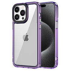 Coque Rebord Contour Silicone et Vitre Transparente Housse Etui AC2 pour Apple iPhone 15 Pro Violet