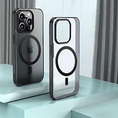 Coque Rebord Contour Silicone et Vitre Transparente Housse Etui avec Mag-Safe Magnetic Magnetique QC1 pour Apple iPhone 13 Pro Max Noir