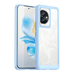 Coque Rebord Contour Silicone et Vitre Transparente Housse Etui J01S pour Huawei Honor 100 5G Bleu Clair