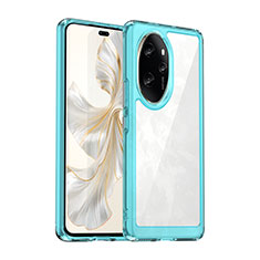 Coque Rebord Contour Silicone et Vitre Transparente Housse Etui J01S pour Huawei Honor 100 Pro 5G Bleu