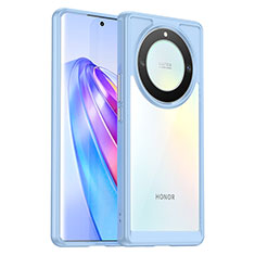 Coque Rebord Contour Silicone et Vitre Transparente Housse Etui J01S pour Huawei Honor Magic5 Lite 5G Bleu Ciel