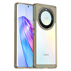 Coque Rebord Contour Silicone et Vitre Transparente Housse Etui J01S pour Huawei Honor Magic5 Lite 5G Gris