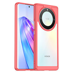 Coque Rebord Contour Silicone et Vitre Transparente Housse Etui J01S pour Huawei Honor Magic5 Lite 5G Rose Rouge
