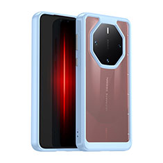 Coque Rebord Contour Silicone et Vitre Transparente Housse Etui J01S pour Huawei Mate 60 RS Ultimate Bleu