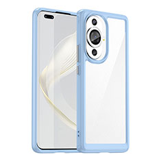 Coque Rebord Contour Silicone et Vitre Transparente Housse Etui J01S pour Huawei Nova 11 Pro Bleu Ciel