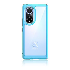 Coque Rebord Contour Silicone et Vitre Transparente Housse Etui J01S pour Huawei Nova 9 Bleu