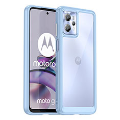Coque Rebord Contour Silicone et Vitre Transparente Housse Etui J01S pour Motorola Moto G23 Bleu Clair