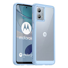 Coque Rebord Contour Silicone et Vitre Transparente Housse Etui J01S pour Motorola Moto G53y 5G Bleu Clair