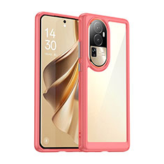 Coque Rebord Contour Silicone et Vitre Transparente Housse Etui J01S pour Oppo Reno10 Pro+ Plus 5G Rouge