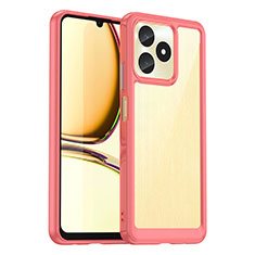 Coque Rebord Contour Silicone et Vitre Transparente Housse Etui J01S pour Realme C53 Rouge