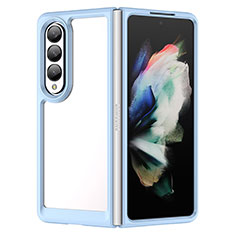 Coque Rebord Contour Silicone et Vitre Transparente Housse Etui J01S pour Samsung Galaxy Z Fold4 5G Bleu
