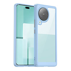 Coque Rebord Contour Silicone et Vitre Transparente Housse Etui J01S pour Xiaomi Civi 3 5G Bleu Clair