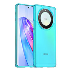 Coque Rebord Contour Silicone et Vitre Transparente Housse Etui J02S pour Huawei Honor Magic5 Lite 5G Bleu