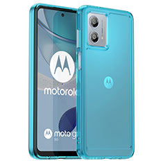 Coque Rebord Contour Silicone et Vitre Transparente Housse Etui J02S pour Motorola Moto G53y 5G Bleu