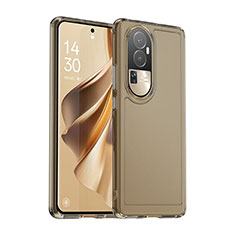 Coque Rebord Contour Silicone et Vitre Transparente Housse Etui J02S pour Oppo Reno10 Pro+ Plus 5G Gris