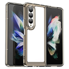 Coque Rebord Contour Silicone et Vitre Transparente Housse Etui J02S pour Samsung Galaxy Z Fold4 5G Gris