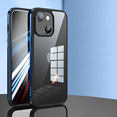 Coque Rebord Contour Silicone et Vitre Transparente Housse Etui LD1 pour Apple iPhone 13 Bleu