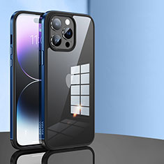 Coque Rebord Contour Silicone et Vitre Transparente Housse Etui LD1 pour Apple iPhone 13 Pro Bleu