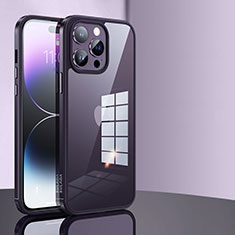 Coque Rebord Contour Silicone et Vitre Transparente Housse Etui LD1 pour Apple iPhone 14 Pro Max Violet
