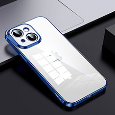 Coque Rebord Contour Silicone et Vitre Transparente Housse Etui LD2 pour Apple iPhone 13 Bleu