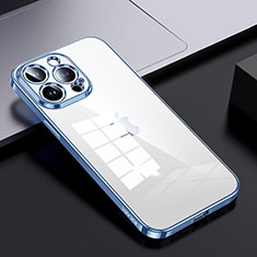 Coque Rebord Contour Silicone et Vitre Transparente Housse Etui LD2 pour Apple iPhone 13 Pro Bleu Ciel