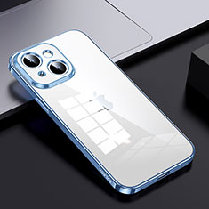 Coque Rebord Contour Silicone et Vitre Transparente Housse Etui LD2 pour Apple iPhone 14 Bleu Ciel