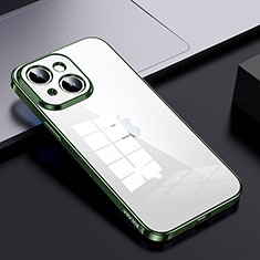 Coque Rebord Contour Silicone et Vitre Transparente Housse Etui LD2 pour Apple iPhone 14 Plus Vert