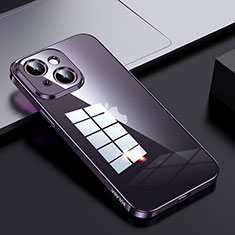 Coque Rebord Contour Silicone et Vitre Transparente Housse Etui LD2 pour Apple iPhone 14 Plus Violet