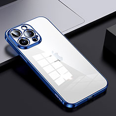 Coque Rebord Contour Silicone et Vitre Transparente Housse Etui LD2 pour Apple iPhone 14 Pro Bleu