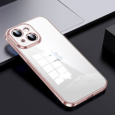 Coque Rebord Contour Silicone et Vitre Transparente Housse Etui LD2 pour Apple iPhone 15 Or Rose