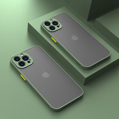 Coque Rebord Contour Silicone et Vitre Transparente Housse Etui LS1 pour Apple iPhone 13 Pro Max Vert