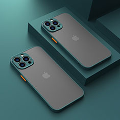 Coque Rebord Contour Silicone et Vitre Transparente Housse Etui LS1 pour Apple iPhone 14 Pro Vert Nuit