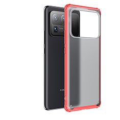 Coque Rebord Contour Silicone et Vitre Transparente Housse Etui M01 pour Xiaomi Mi 11 Ultra 5G Rouge