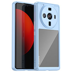 Coque Rebord Contour Silicone et Vitre Transparente Housse Etui M01 pour Xiaomi Mi 12 Ultra 5G Bleu Ciel
