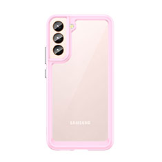 Coque Rebord Contour Silicone et Vitre Transparente Housse Etui M03 pour Samsung Galaxy S22 5G Rose