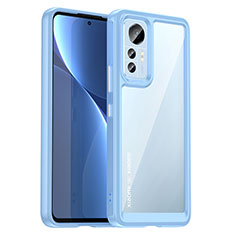 Coque Rebord Contour Silicone et Vitre Transparente Housse Etui M06 pour Xiaomi Mi 12 Lite 5G Bleu