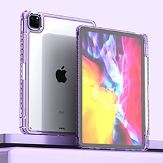 Coque Rebord Contour Silicone et Vitre Transparente Housse Etui P01 pour Apple iPad Pro 11 (2020) Violet