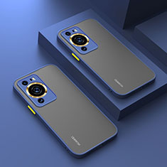 Coque Rebord Contour Silicone et Vitre Transparente Housse Etui P01 pour Huawei P60 Bleu