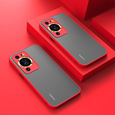 Coque Rebord Contour Silicone et Vitre Transparente Housse Etui P01 pour Huawei P60 Pro Rouge
