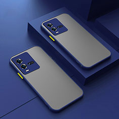 Coque Rebord Contour Silicone et Vitre Transparente Housse Etui P01 pour Vivo iQOO 10 5G Bleu