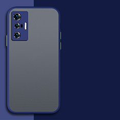 Coque Rebord Contour Silicone et Vitre Transparente Housse Etui P01 pour Vivo X70 5G Bleu